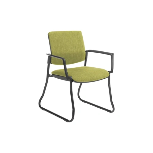 VENICE LINEA SLED CHAIR WITH ARMS - BLACK VINYL